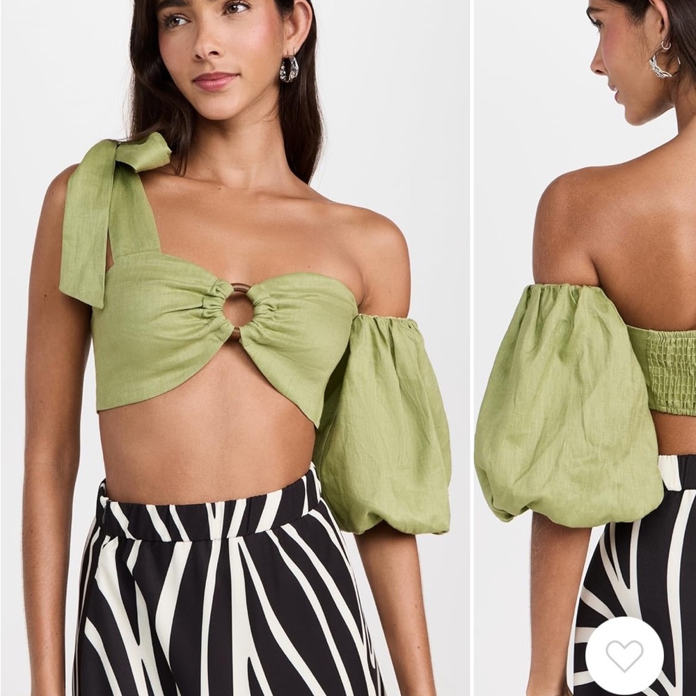 Green One-Shoulder Crop Top